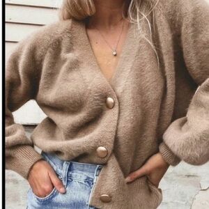 Princess Polly Cozy Brown Tan Cardigan Sweater, XS/S Like new